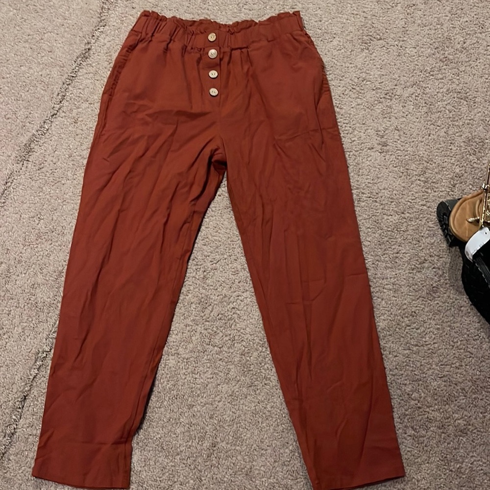 Orange Paper bag pants XL
